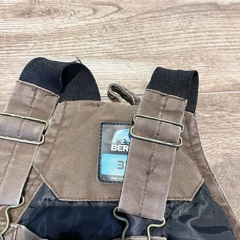 Berne Double Knee Overalls 3T Brown Toddler Heavyweight Lined Pocket Leg Zippers